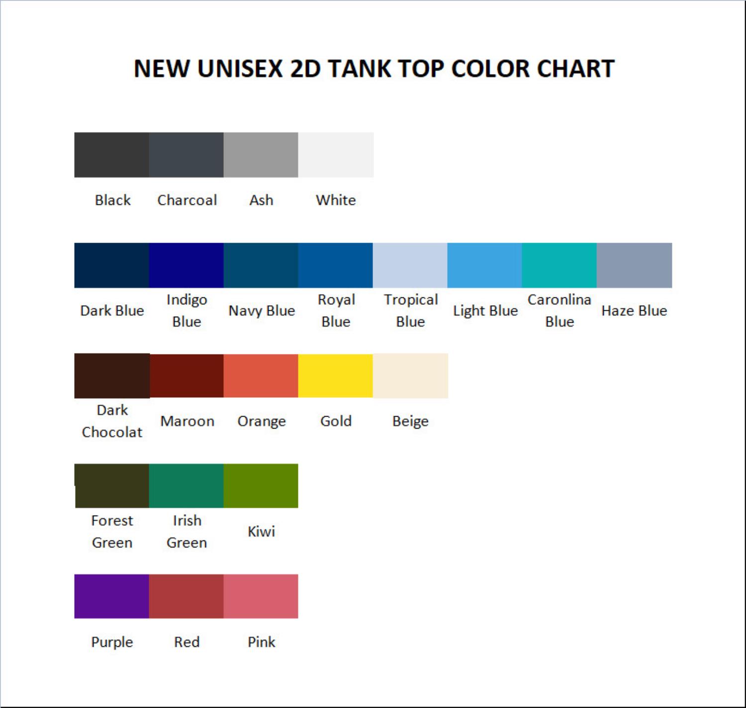 tank top color chart - Mushoku Tensei Merch
